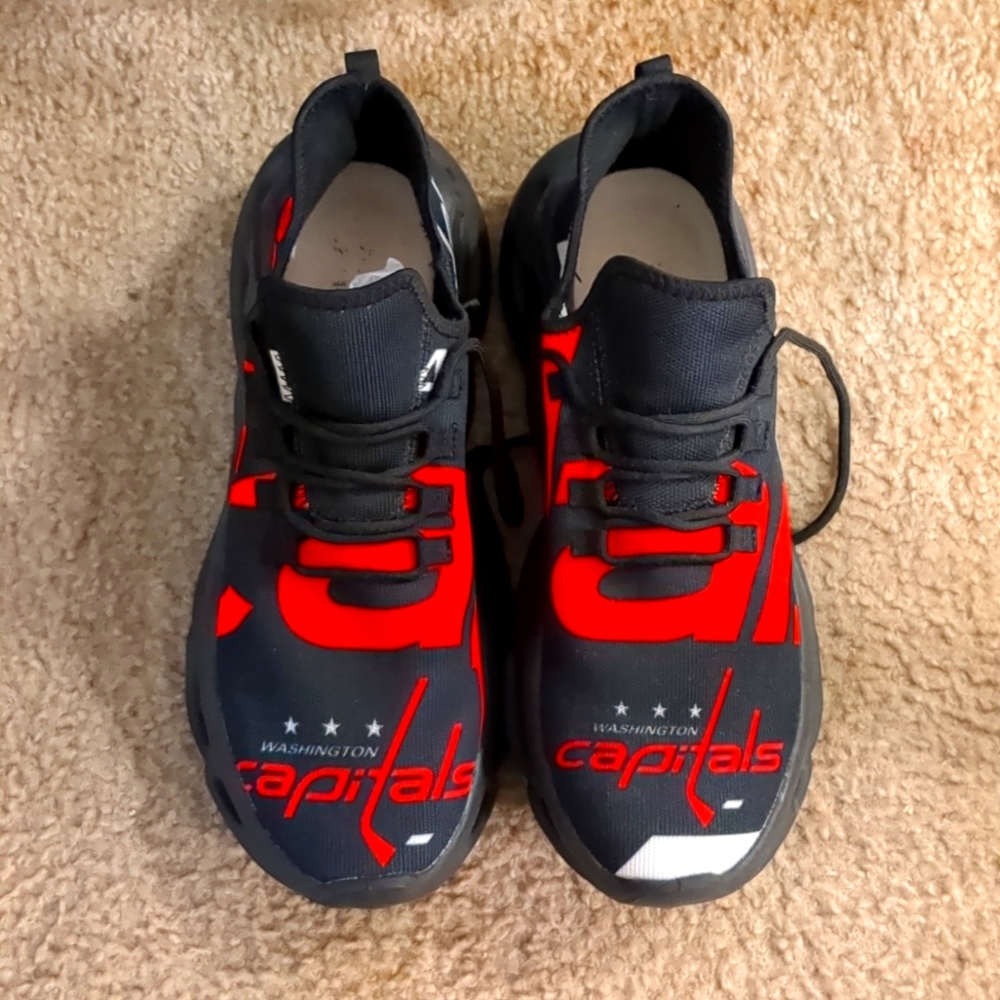 Custom made Washington Capitals Track shoes Black red and white